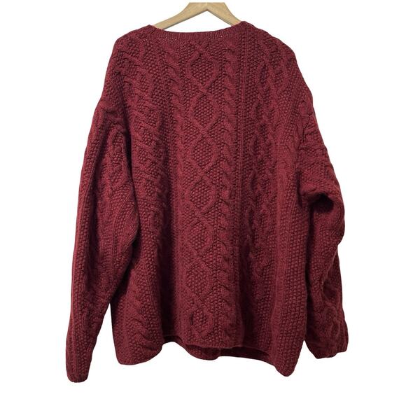 VTG J Crew Mens 100% Hand Knit Wool Cable Knit Sweater Size XXL Fisherman Heavy - Picture 2 of 6
